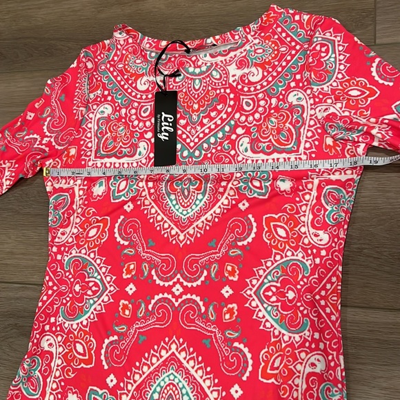 NWT Lily by Firmiana Long Tunic Top, Shark Bite Hem, Paisley, Long - Picture 9 of 14